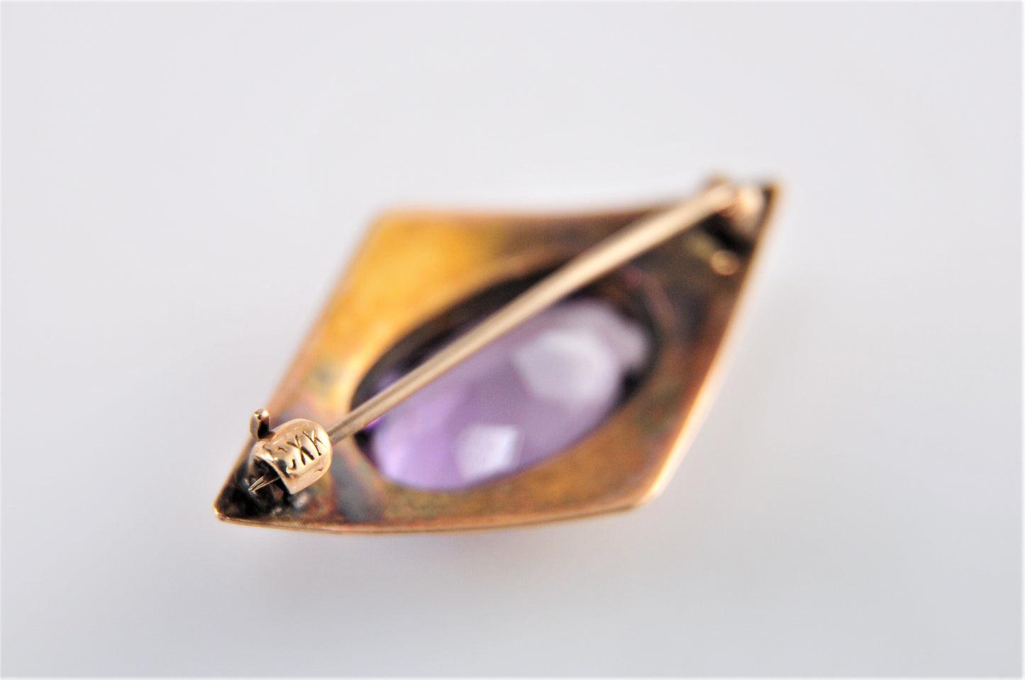 Antique 10K Gold Amethyst Brooch