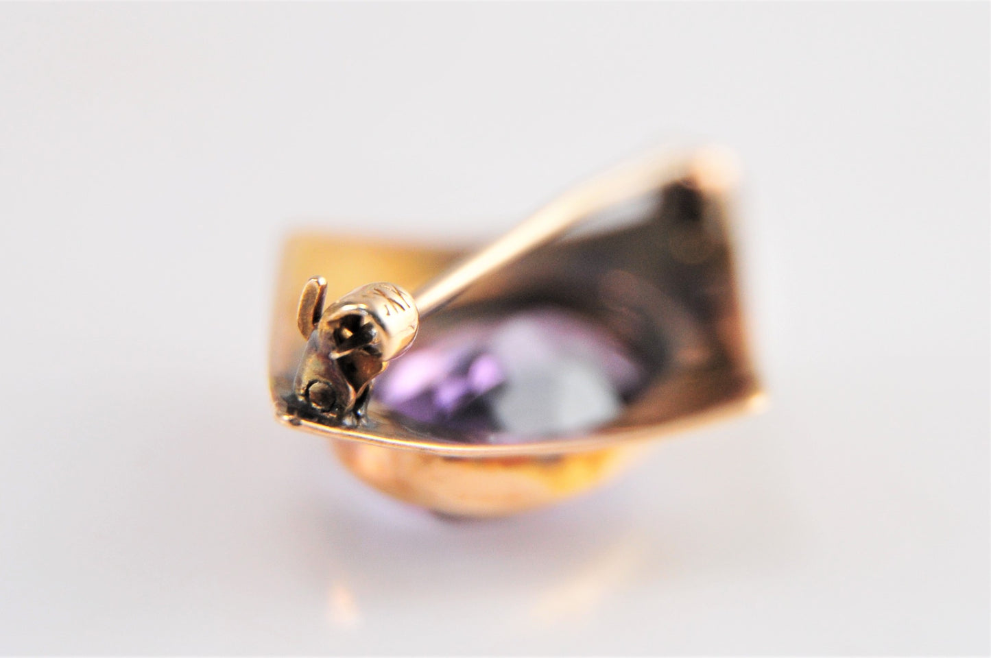 Antique 10K Gold Amethyst Brooch