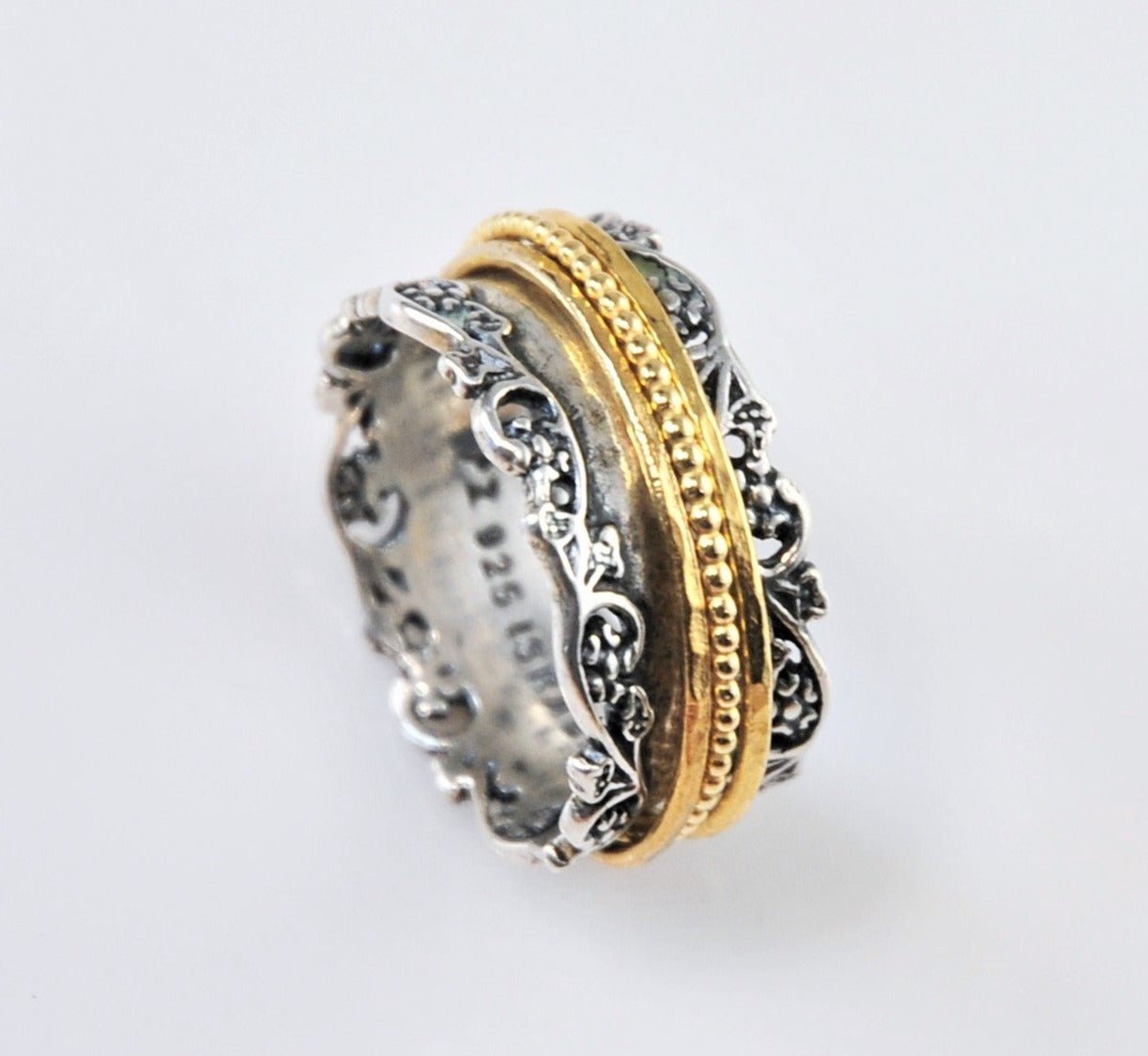 Or PAZ Creations Sterling Silver Spinner Band Ring