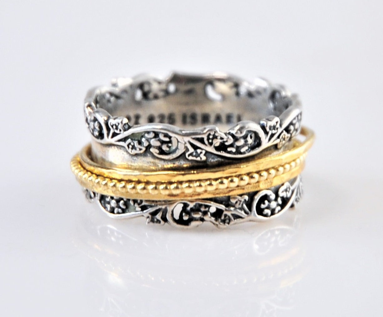 Or PAZ Creations Sterling Silver Spinner Band Ring