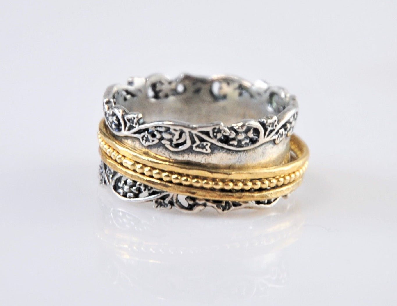 Or PAZ Creations Sterling Silver Spinner Band Ring