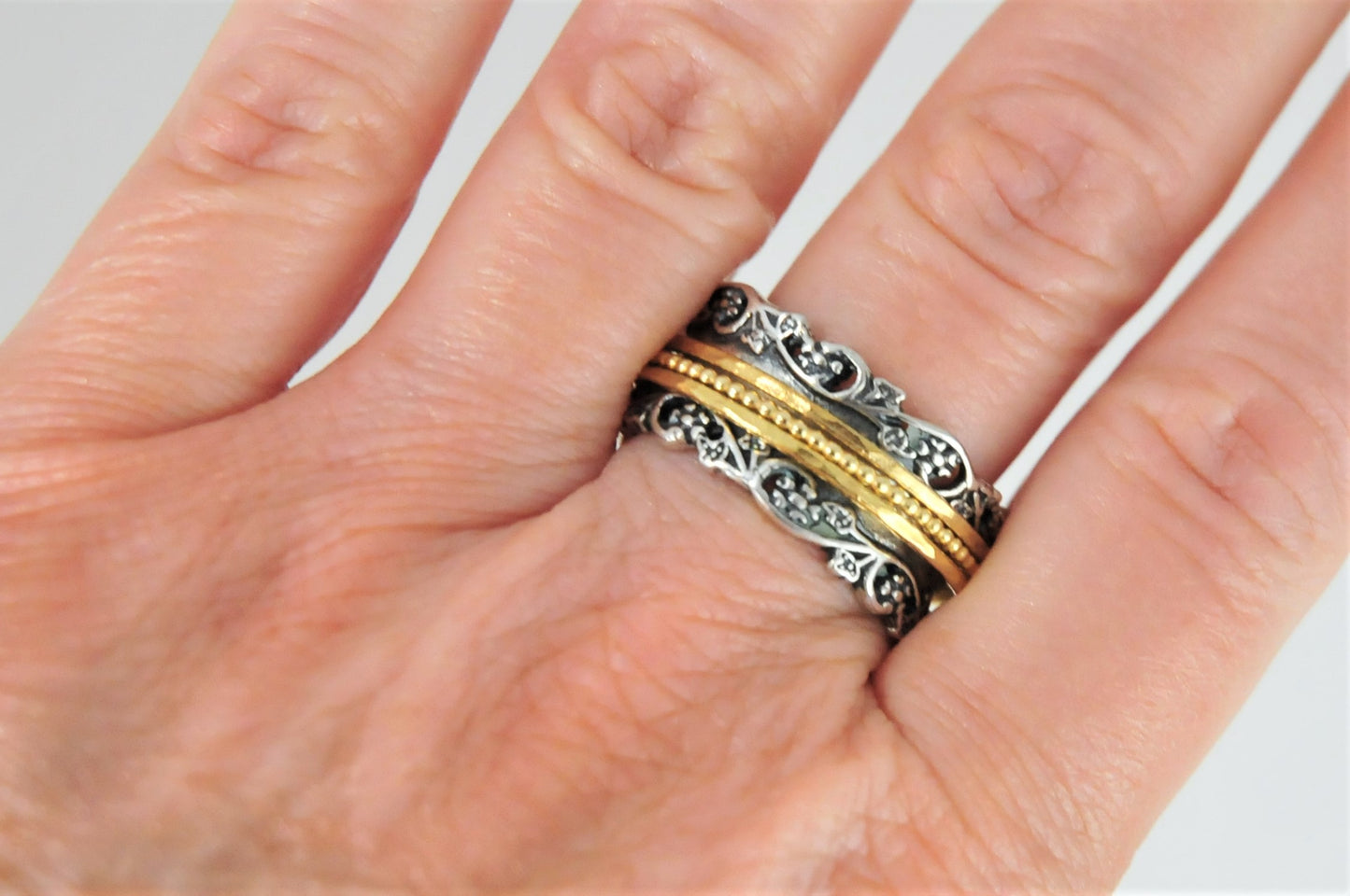 Or PAZ Creations Sterling Silver Spinner Band Ring