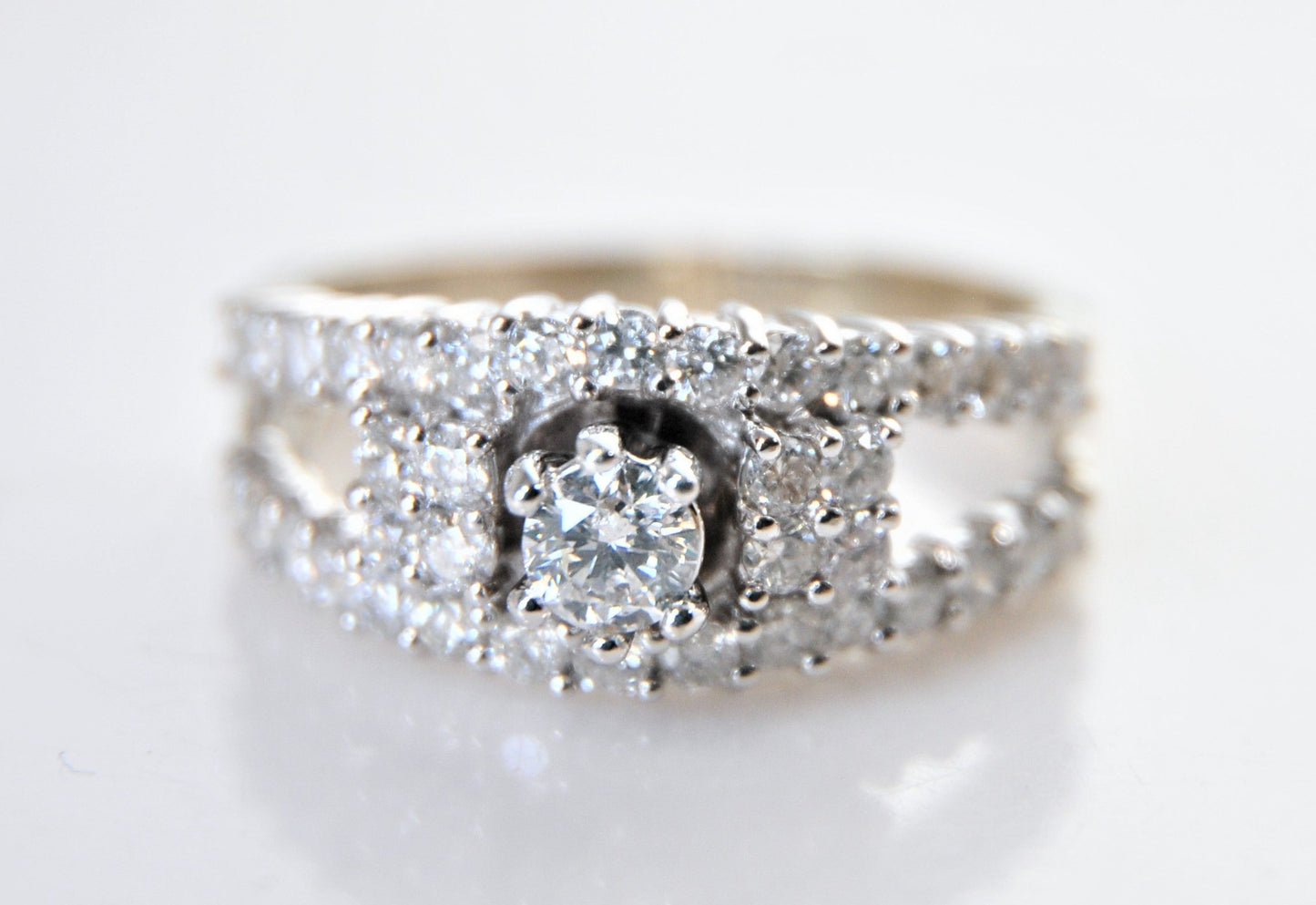 Vintage 14K White Gold 1ct tw Diamond Ring