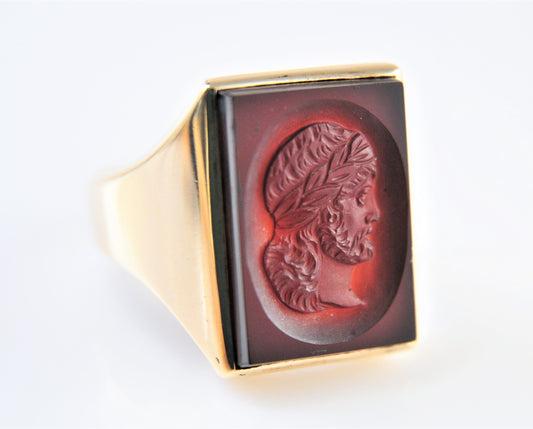 10K Gold Carnelian Intaglio Ring