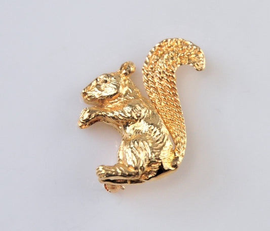 14K Gold Squirrel Brooch Pin