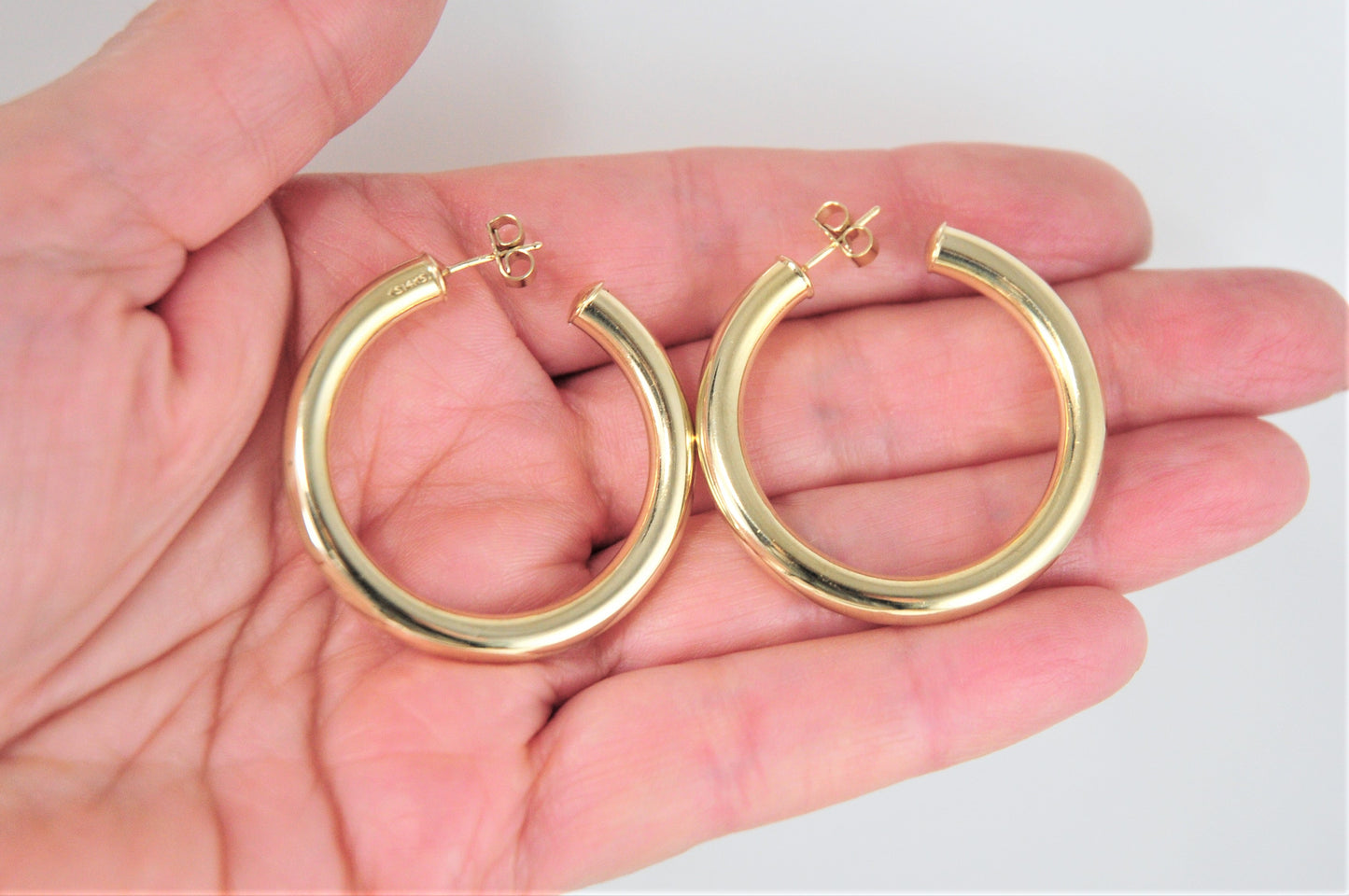 Large and Chunky 14K Gold Hoop Earrings