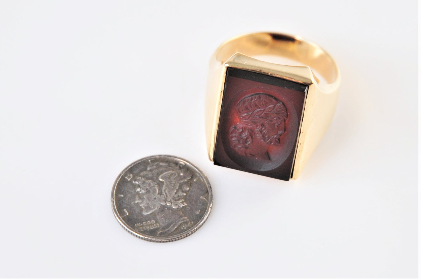 10K Gold Carnelian Intaglio Ring