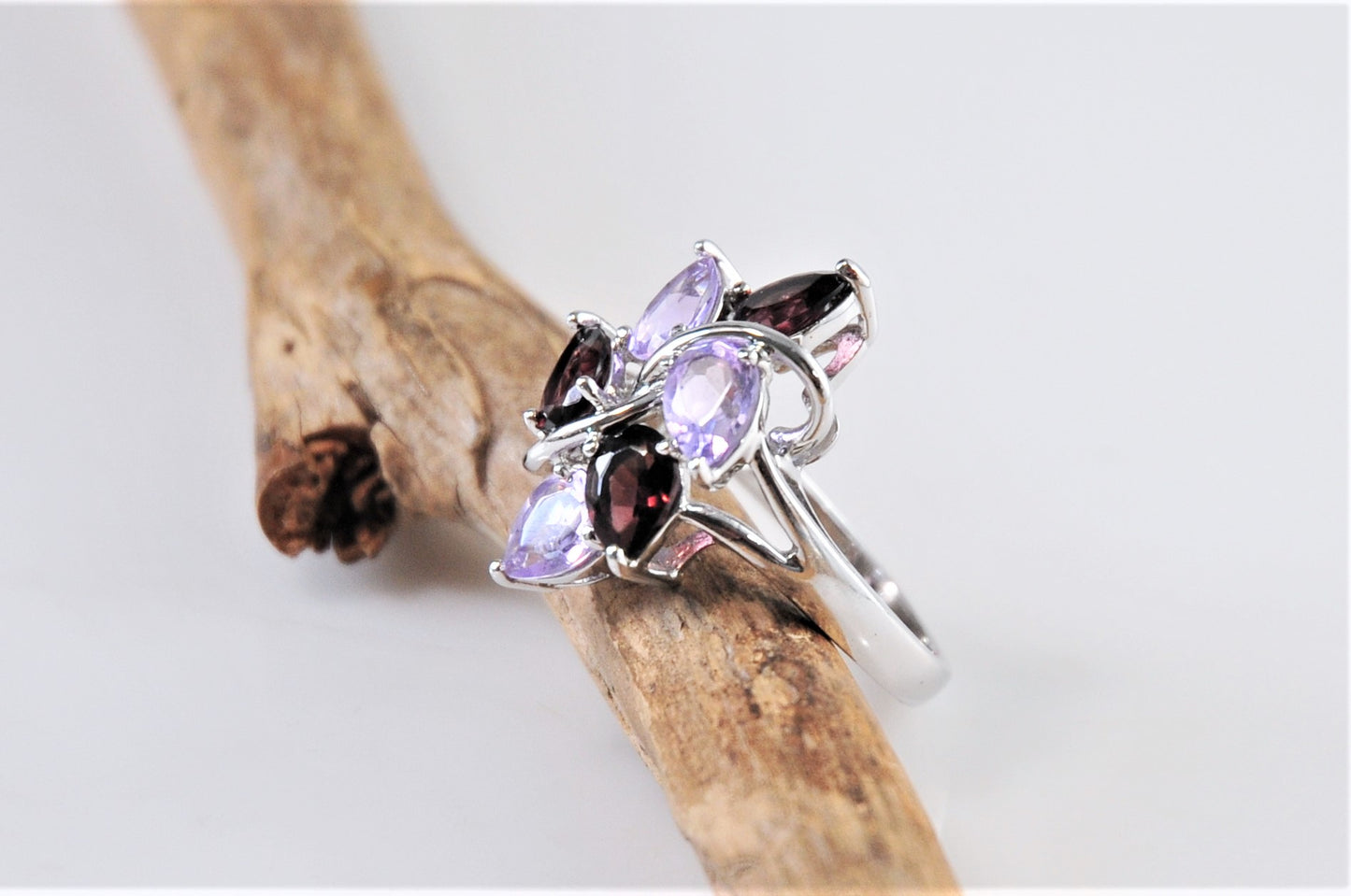 Ross Simons Sterling Silver Amethyst Garnet Cluster Ring