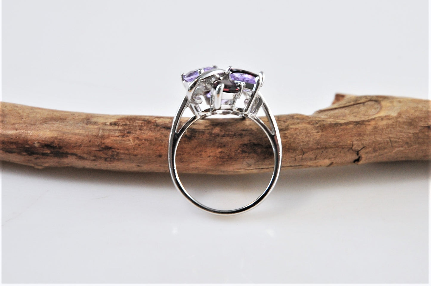 Ross Simons Sterling Silver Amethyst Garnet Cluster Ring