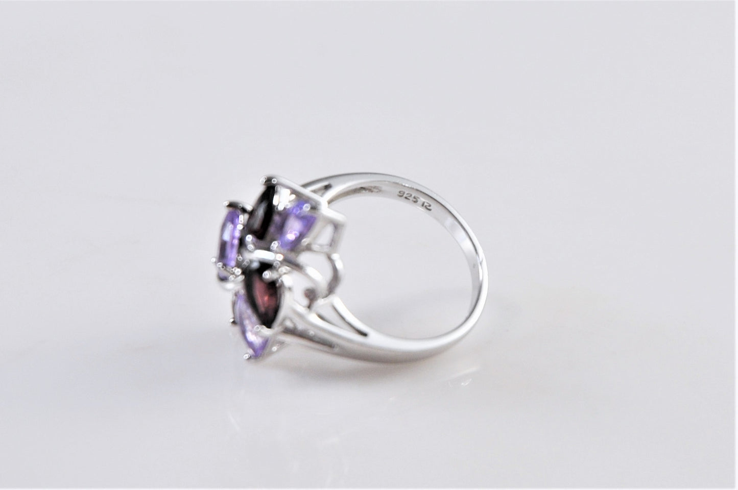 Ross Simons Sterling Silver Amethyst Garnet Cluster Ring