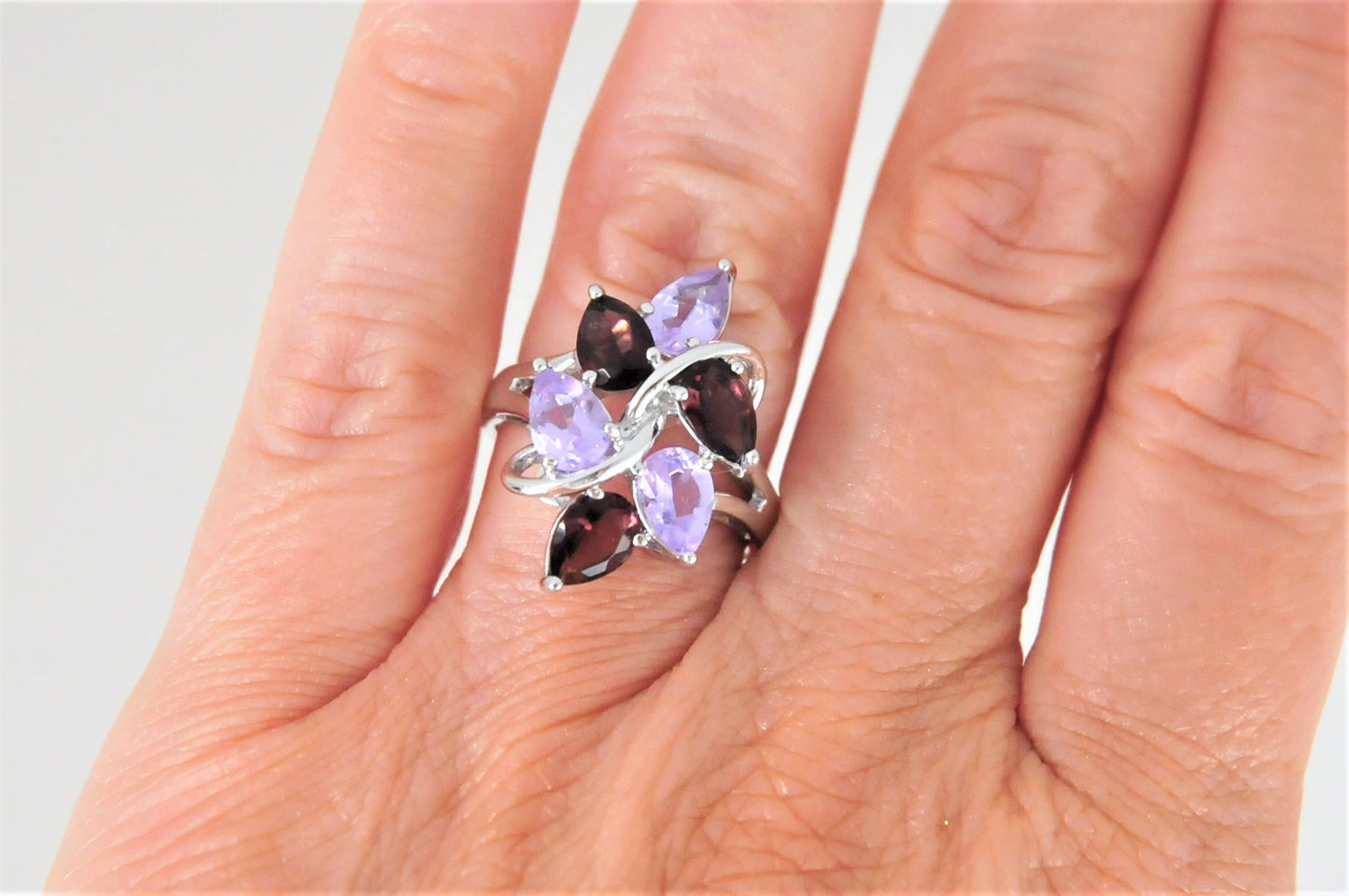 Ross Simons Sterling Silver Amethyst Garnet Cluster Ring