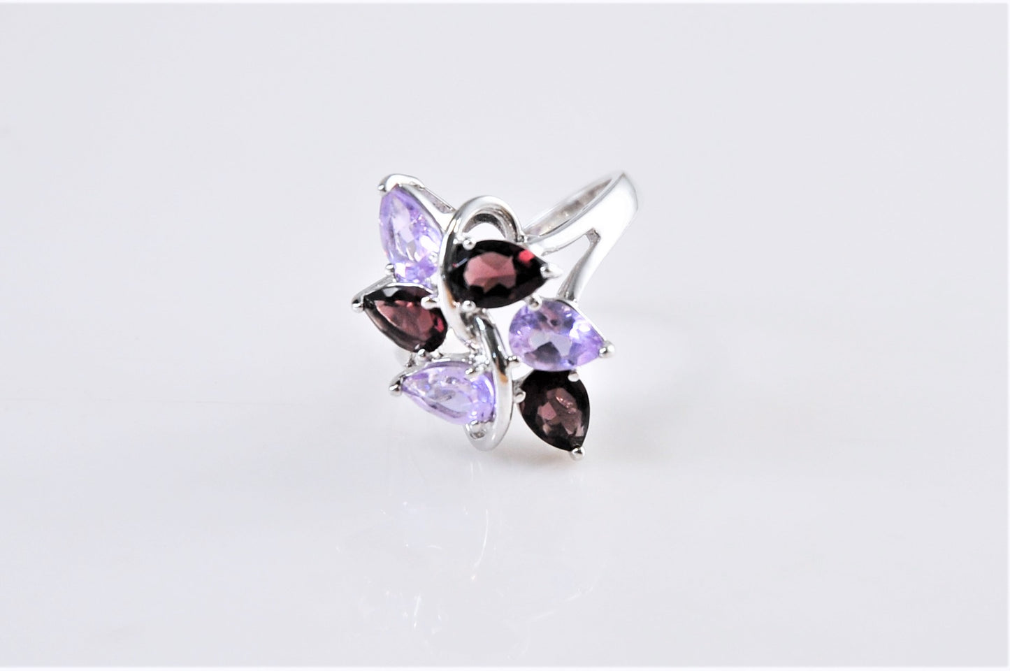 Ross Simons Sterling Silver Amethyst Garnet Cluster Ring