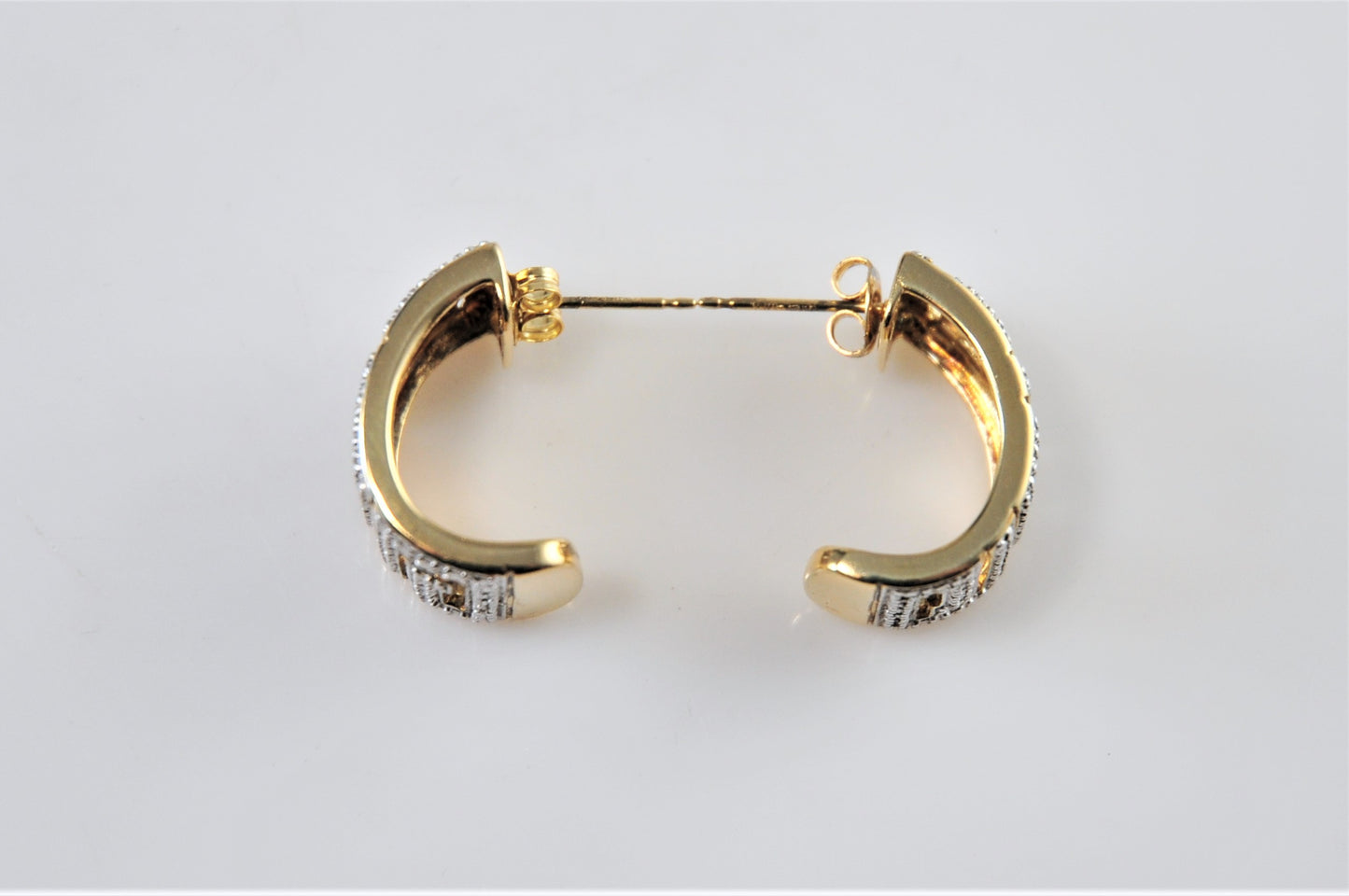 Ross Simons Gold over Sterling Greek Key Diamond Accent Hoop Earrings