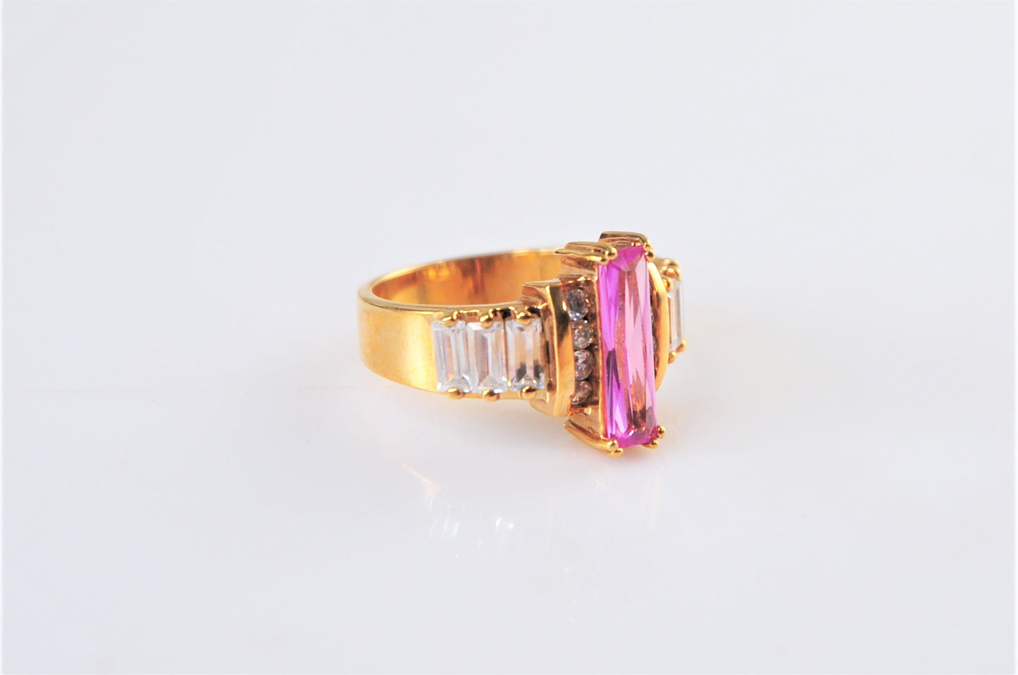 Designer Gold over Sterling CZ Cocktail Ring