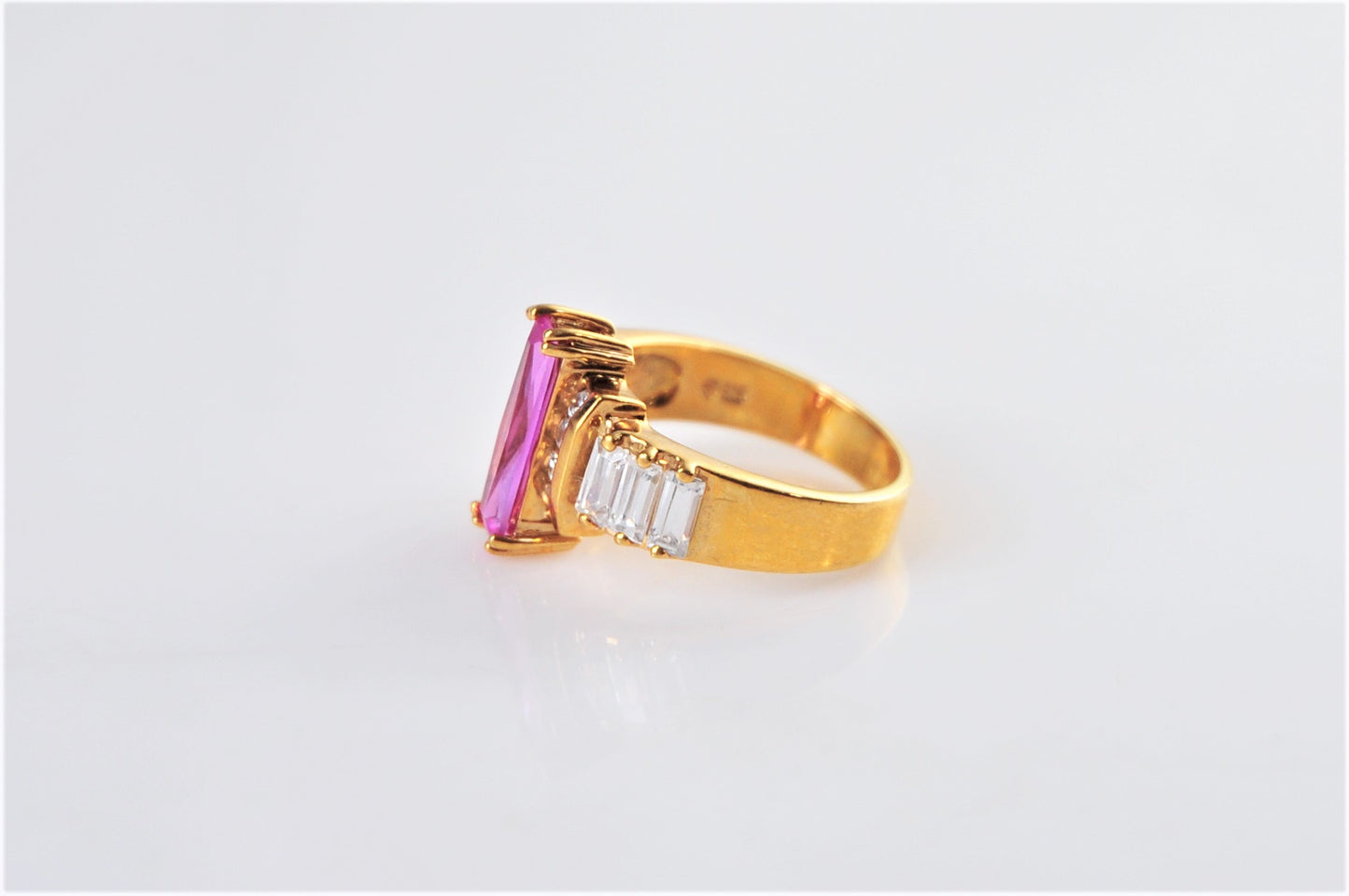 Designer Gold over Sterling CZ Cocktail Ring