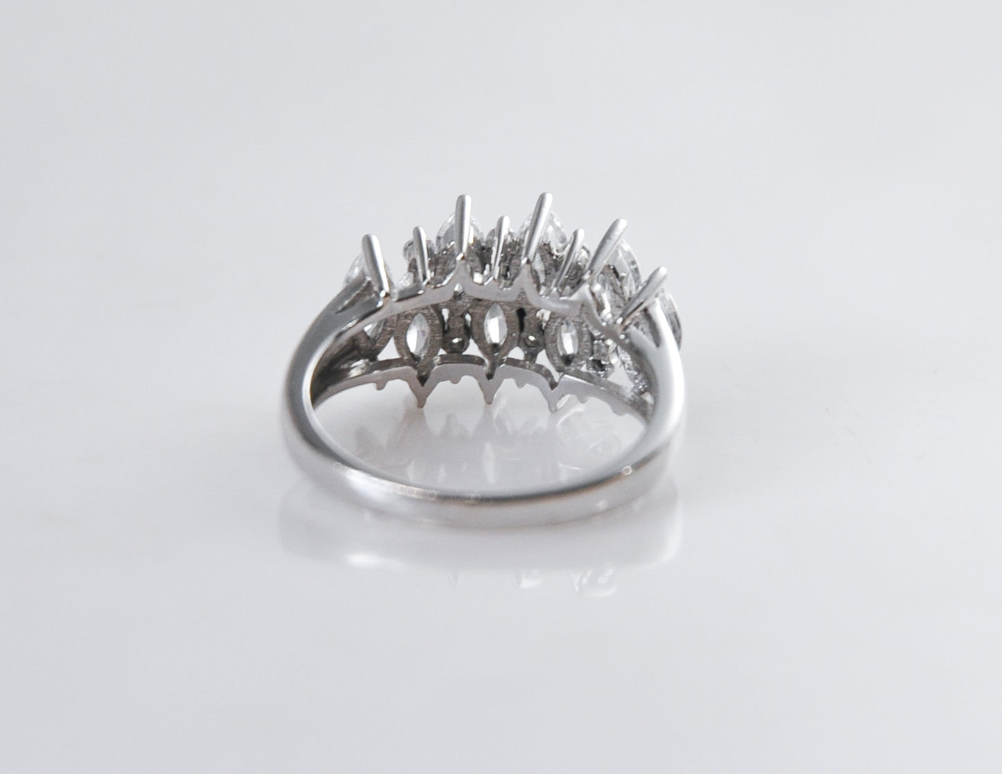 Designer 925 Sterling Silver Marquise CZ Cocktail Ring Size 7 1/2