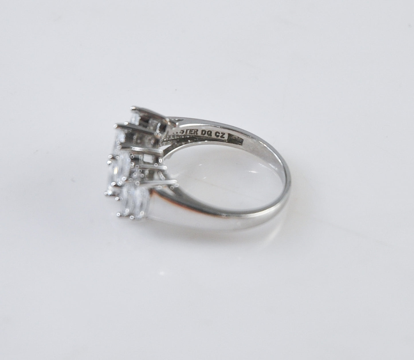 Designer 925 Sterling Silver Marquise CZ Cocktail Ring Size 7 1/2