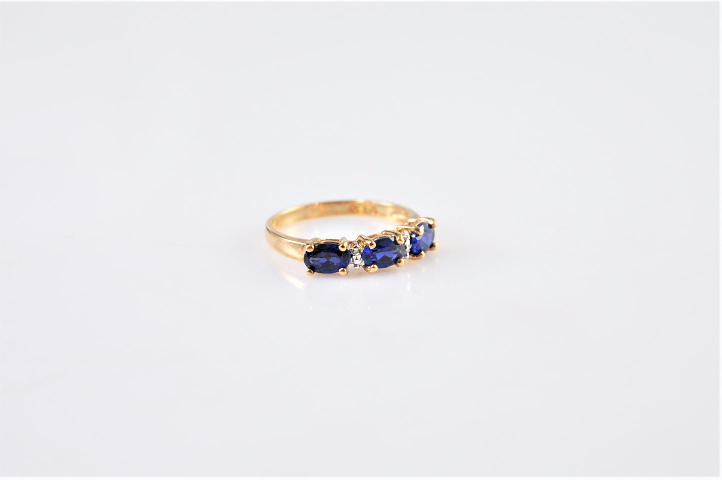 Designer Gold Over Sterling Simulated Sapphire and Diamond Accent Ring