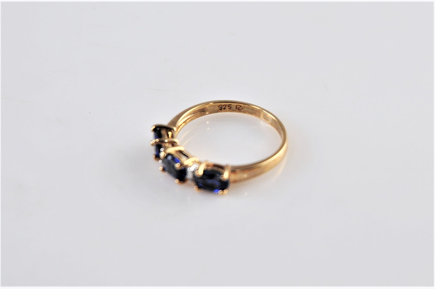 Designer Gold Over Sterling Simulated Sapphire and Diamond Accent Ring