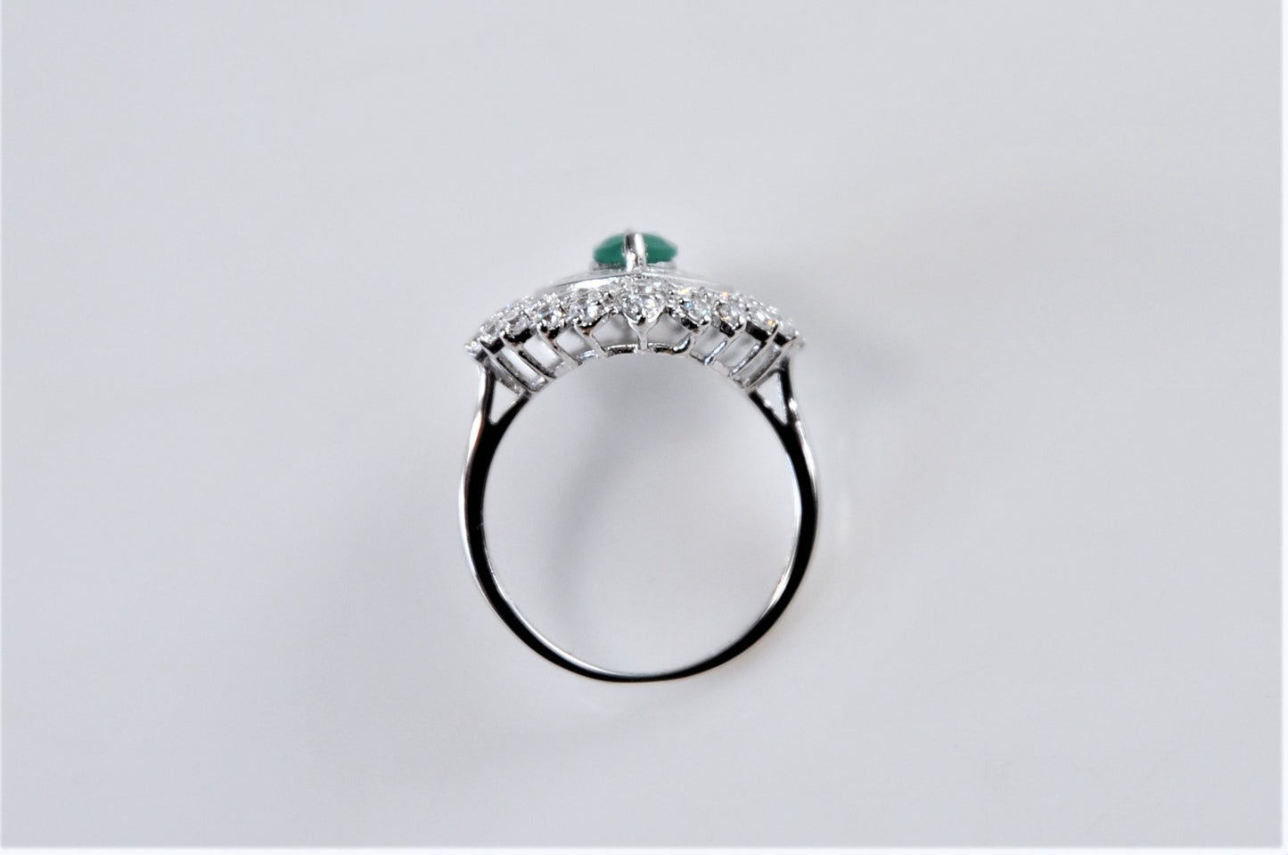 Designer Sterling Silver Marquise Emerald CZ Ring