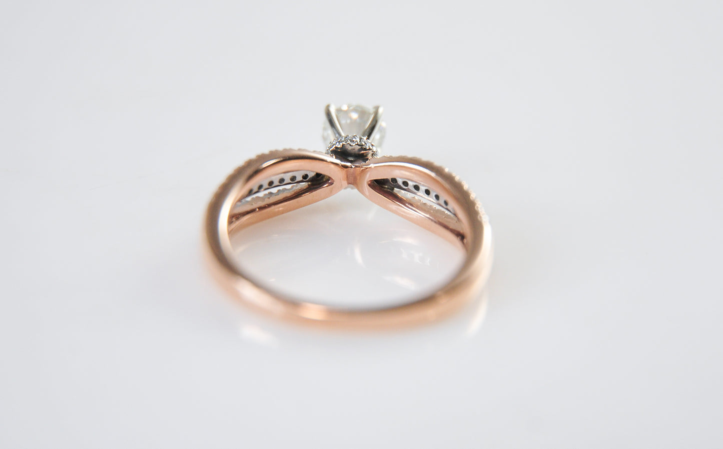 Designer 14K Rose Gold Genuine Diamond Engagement Ring Size 6 3/4