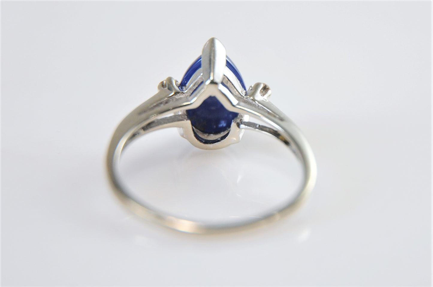 10K White Gold Blue Star Sapphire Ring with Diamond Accents