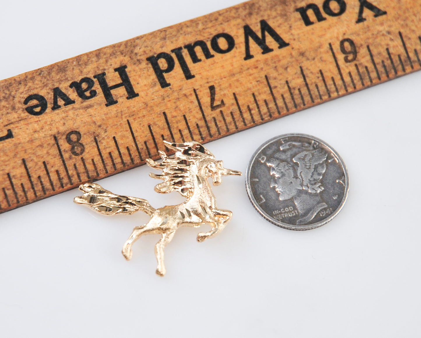 14K Gold Unicorn Charm Pendant