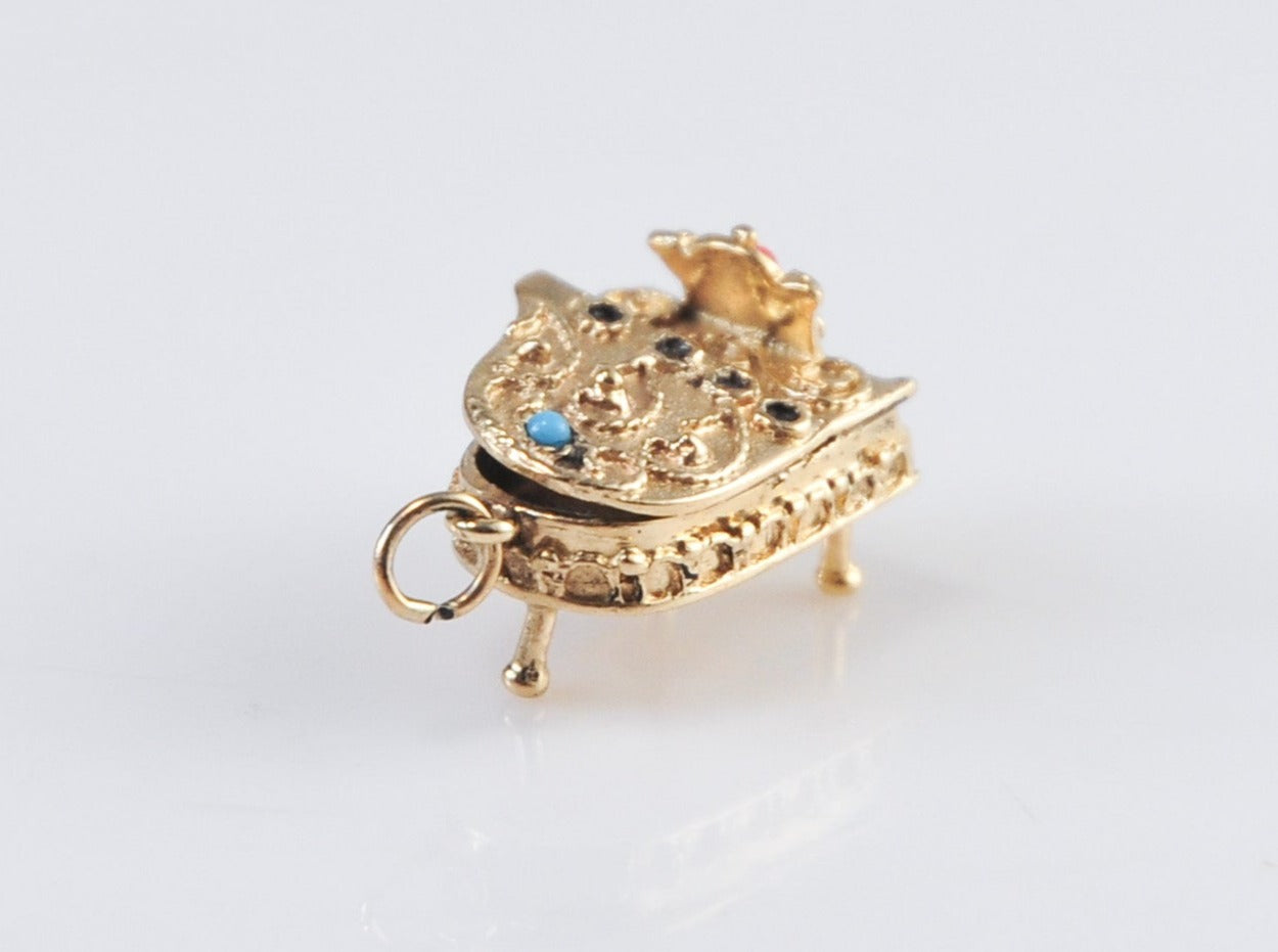 Vintage Heavy 14K Gold Piano Charm Pendant