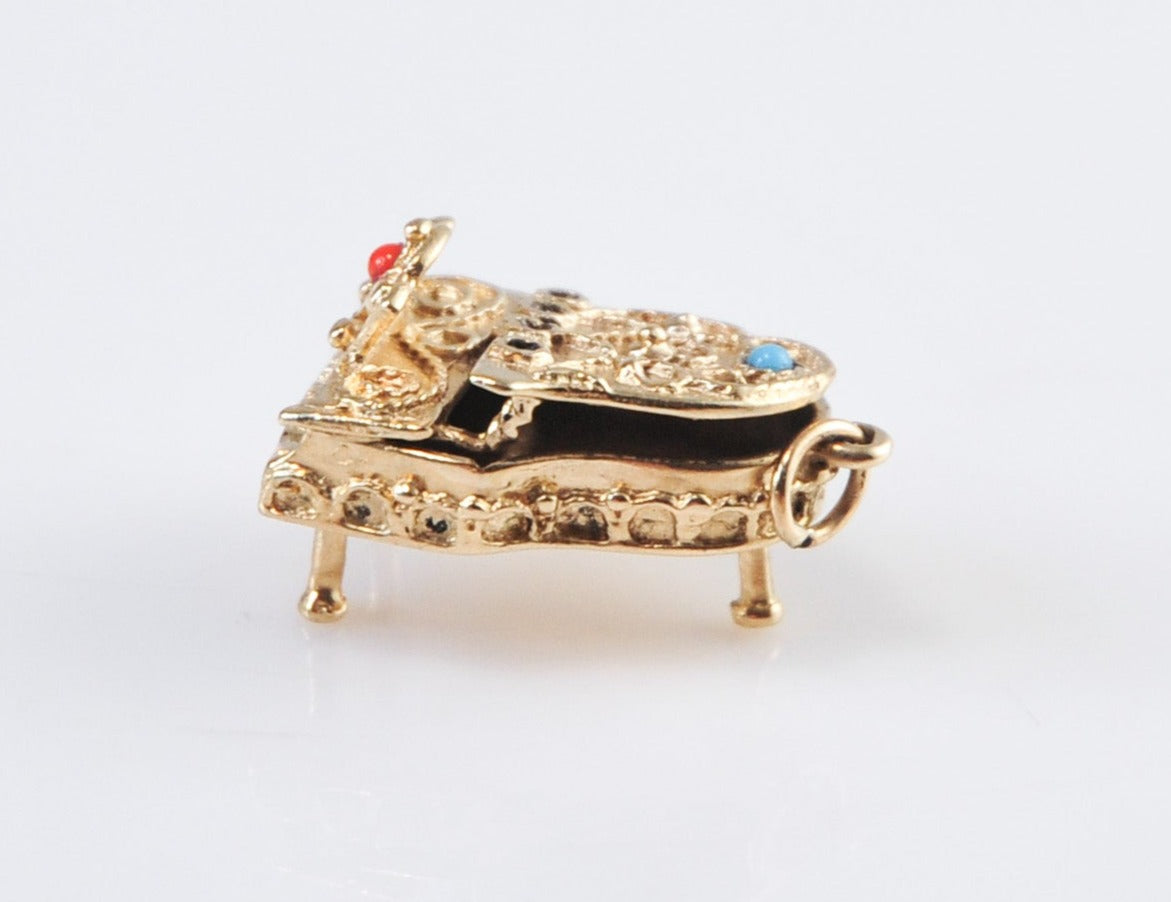 Vintage Heavy 14K Gold Piano Charm Pendant