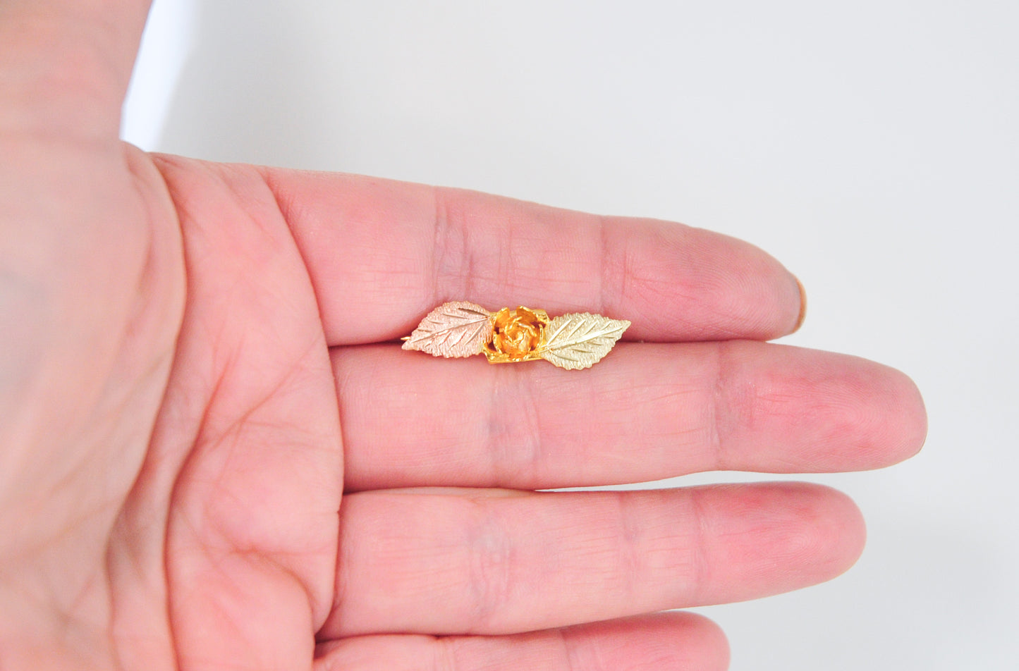 Small 10K Gold Tri Color Rose Pin