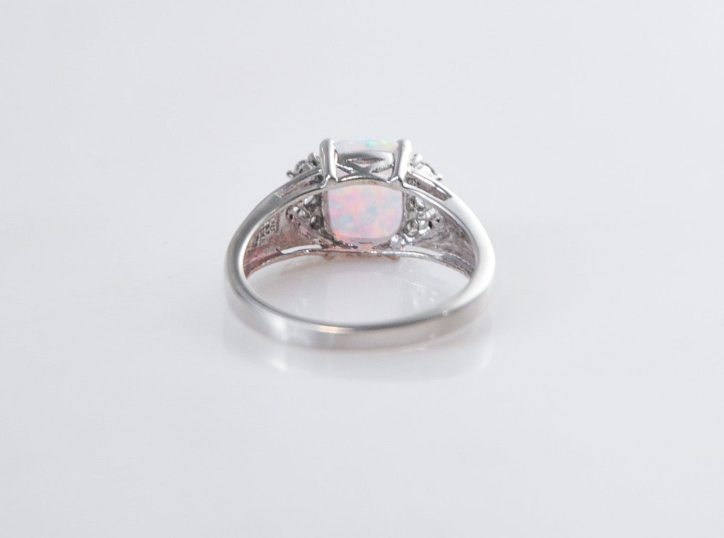 Designer Sterling Silver Opal CZ Ring Size 7