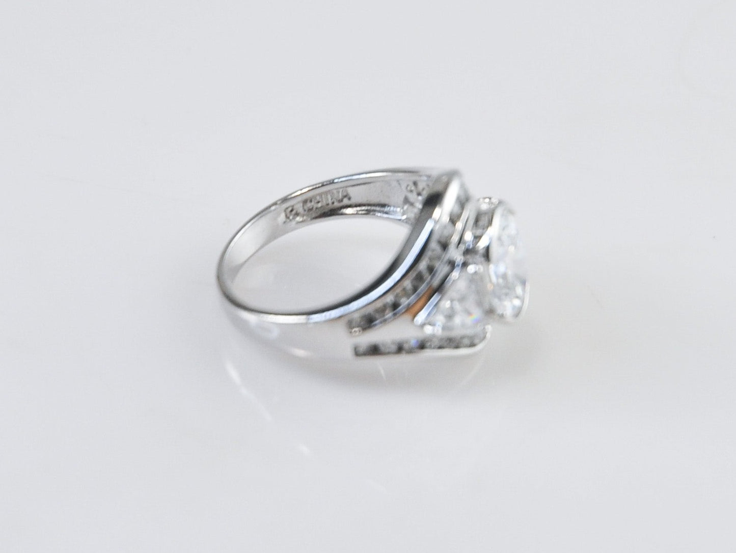 Designer Sterling Silver CZ Cocktail Ring Size 7