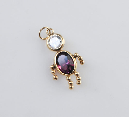 14K Gold Girl Charm Pendant