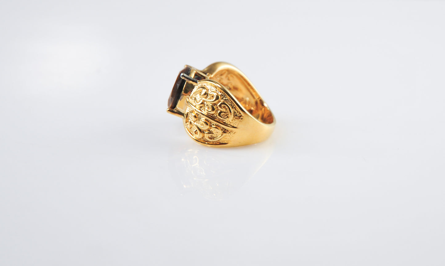 Designer Gold over Sterling Tiger Eye Ring