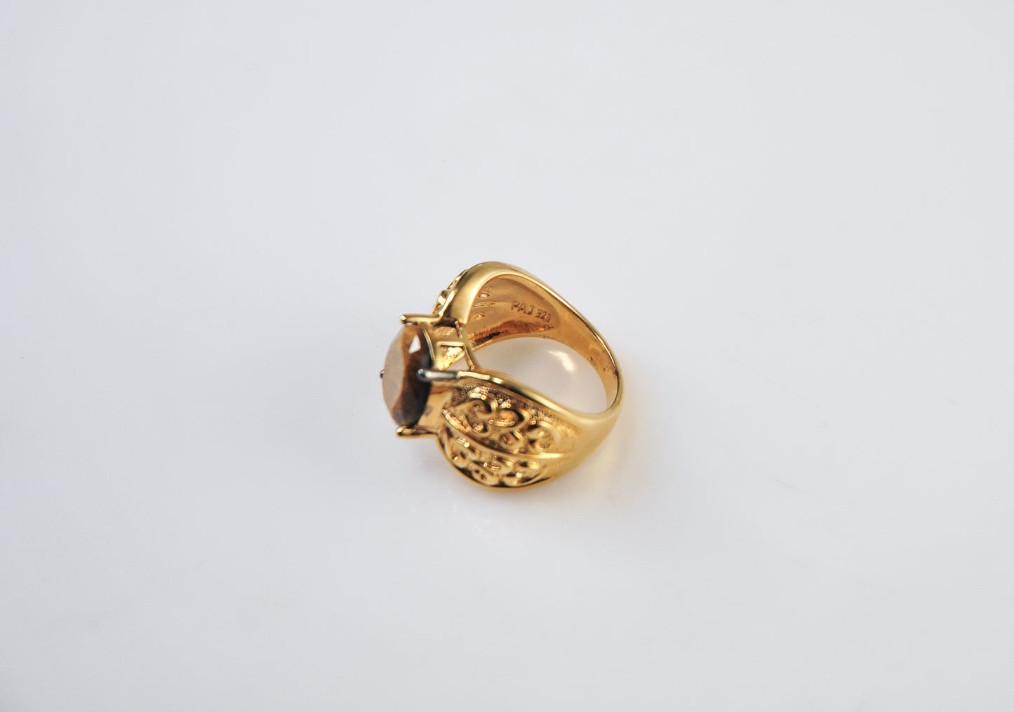 Designer Gold over Sterling Tiger Eye Ring