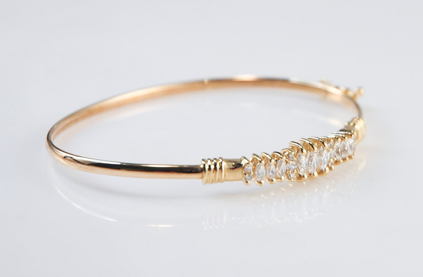 14K Gold CZ Bangle Bracelet 6.5 Grams