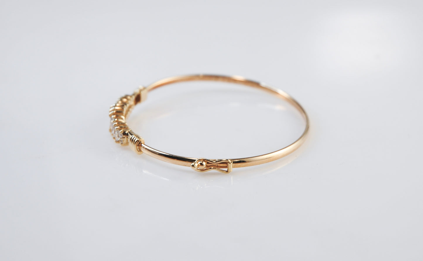 14K Gold CZ Bangle Bracelet 6.5 Grams