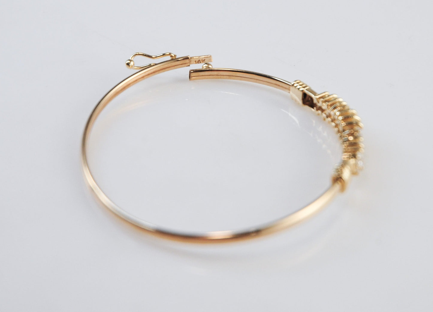 14K Gold CZ Bangle Bracelet 6.5 Grams