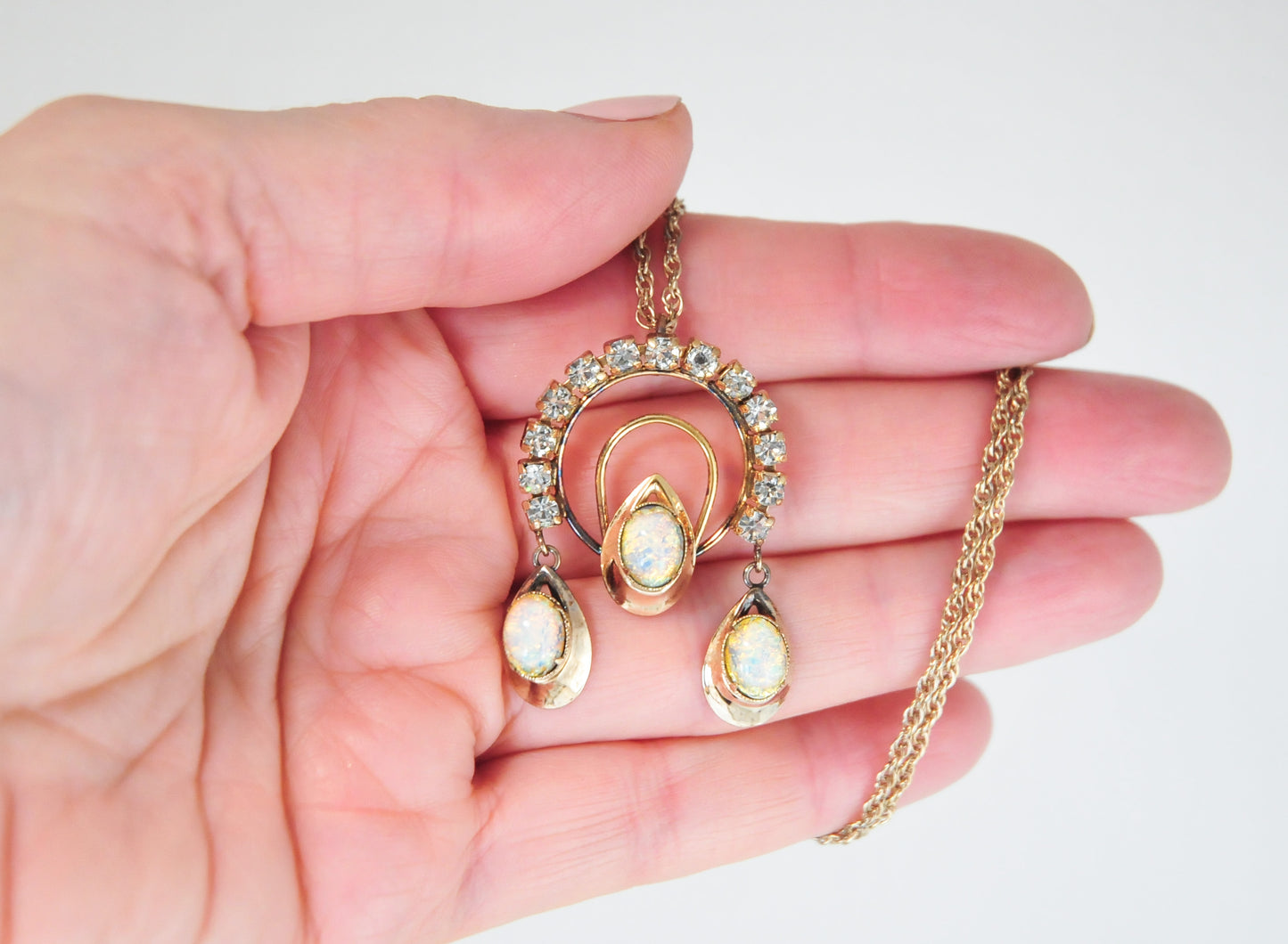 Vintage Bal-Ron Gold Filled Glass Rhinestone Necklace