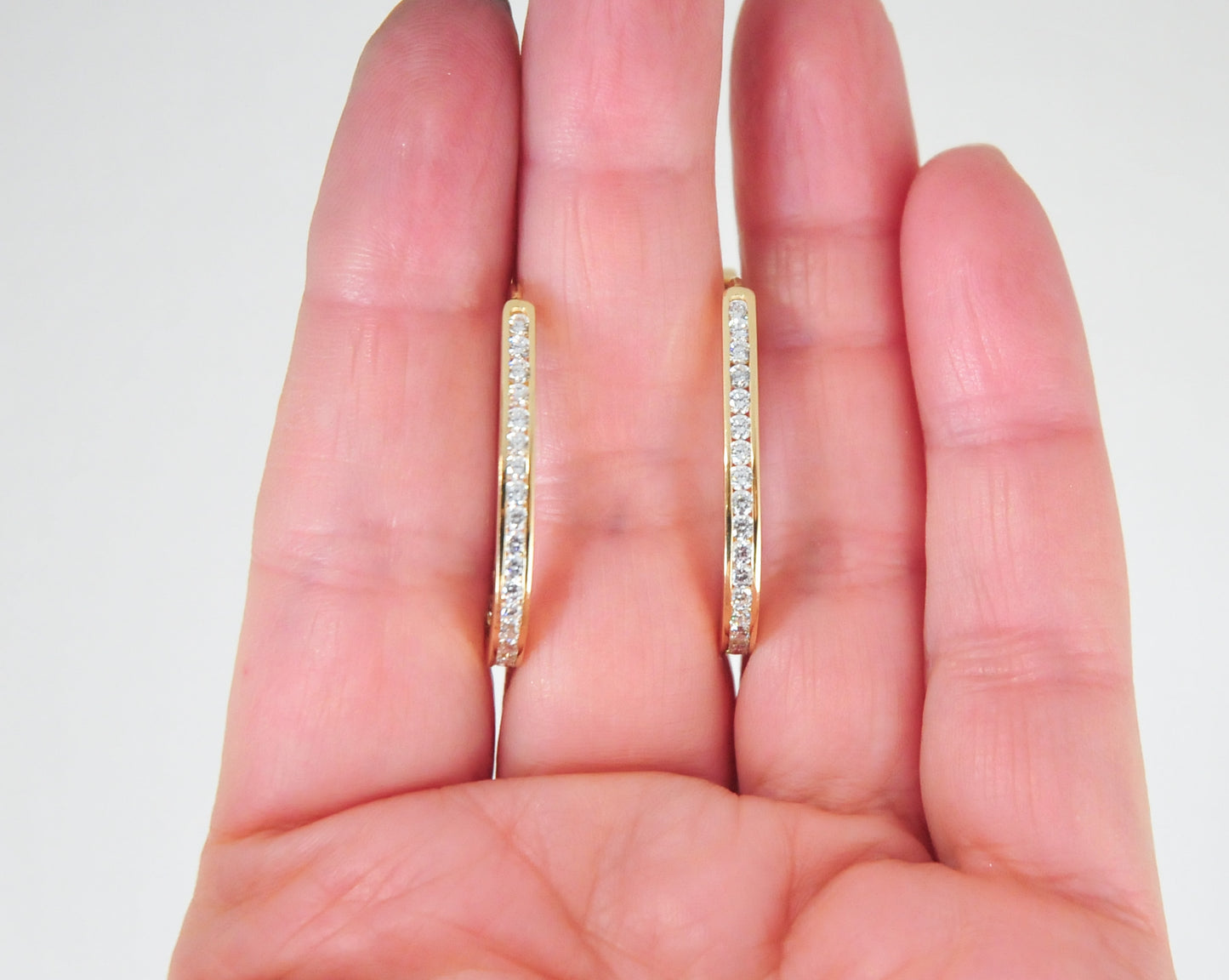 14K Gold CZ Inside Out Earrings