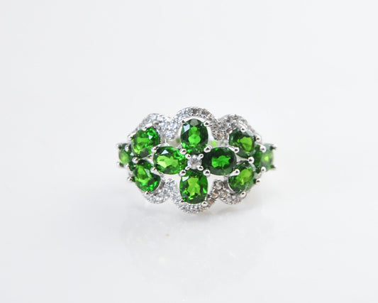 Designer 925 Sterling Silver Chrome Diopside CZ Cocktail Ring Size 5