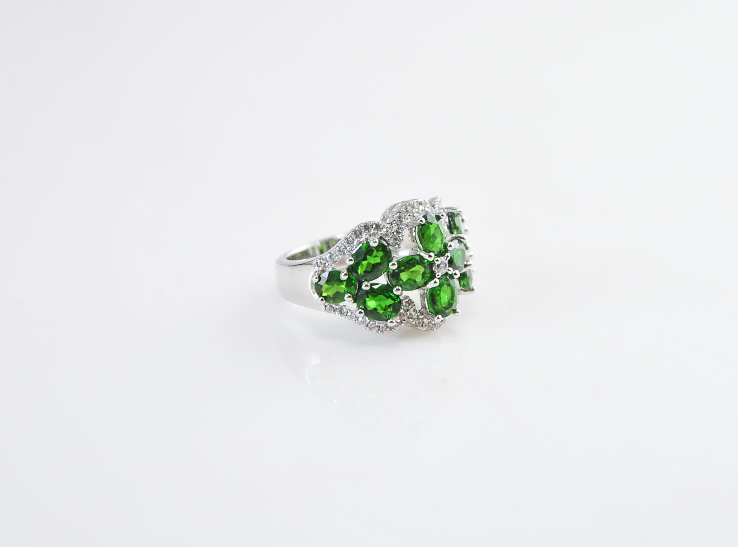 Designer 925 Sterling Silver Chrome Diopside CZ Cocktail Ring Size 5