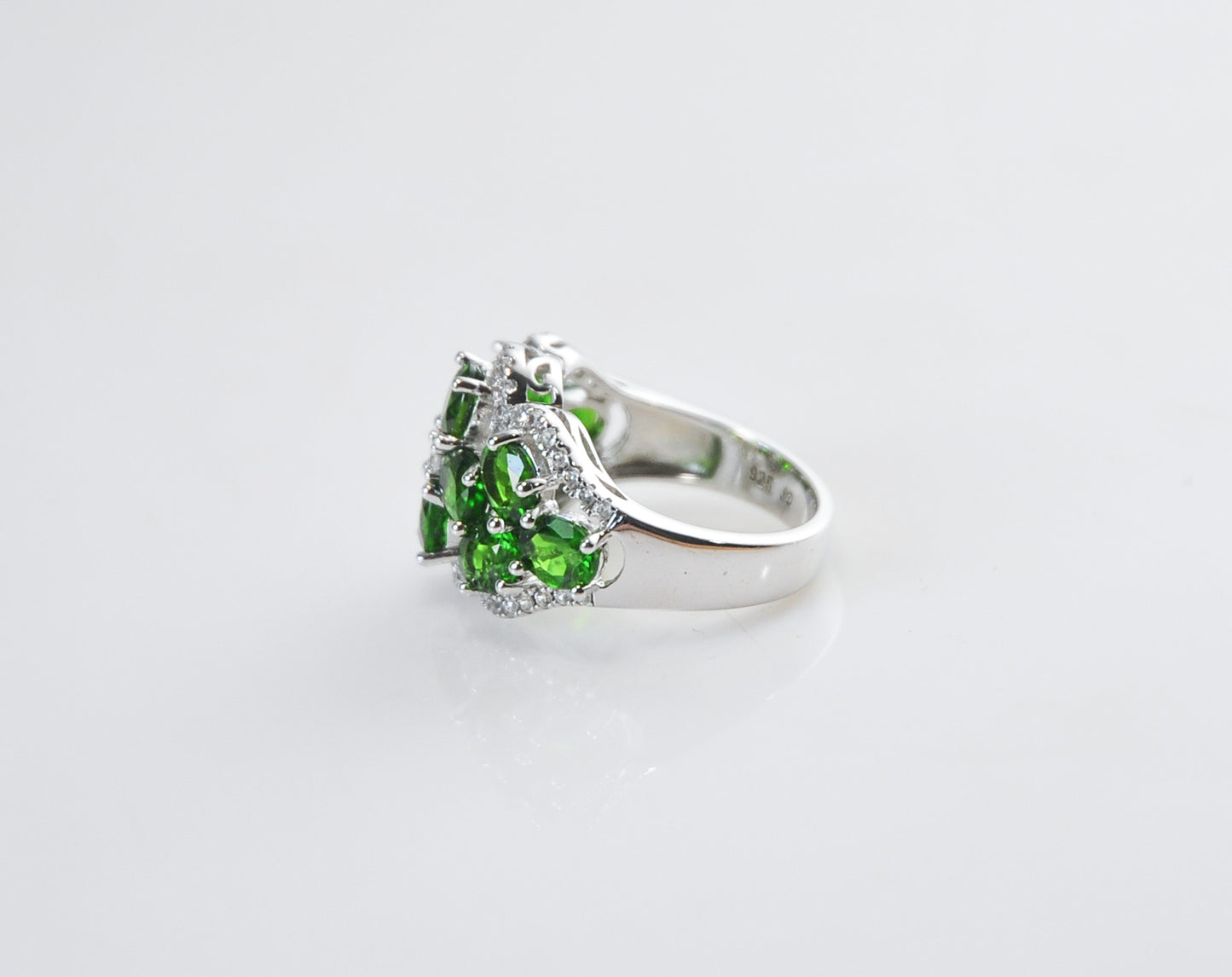 Designer 925 Sterling Silver Chrome Diopside CZ Cocktail Ring Size 5