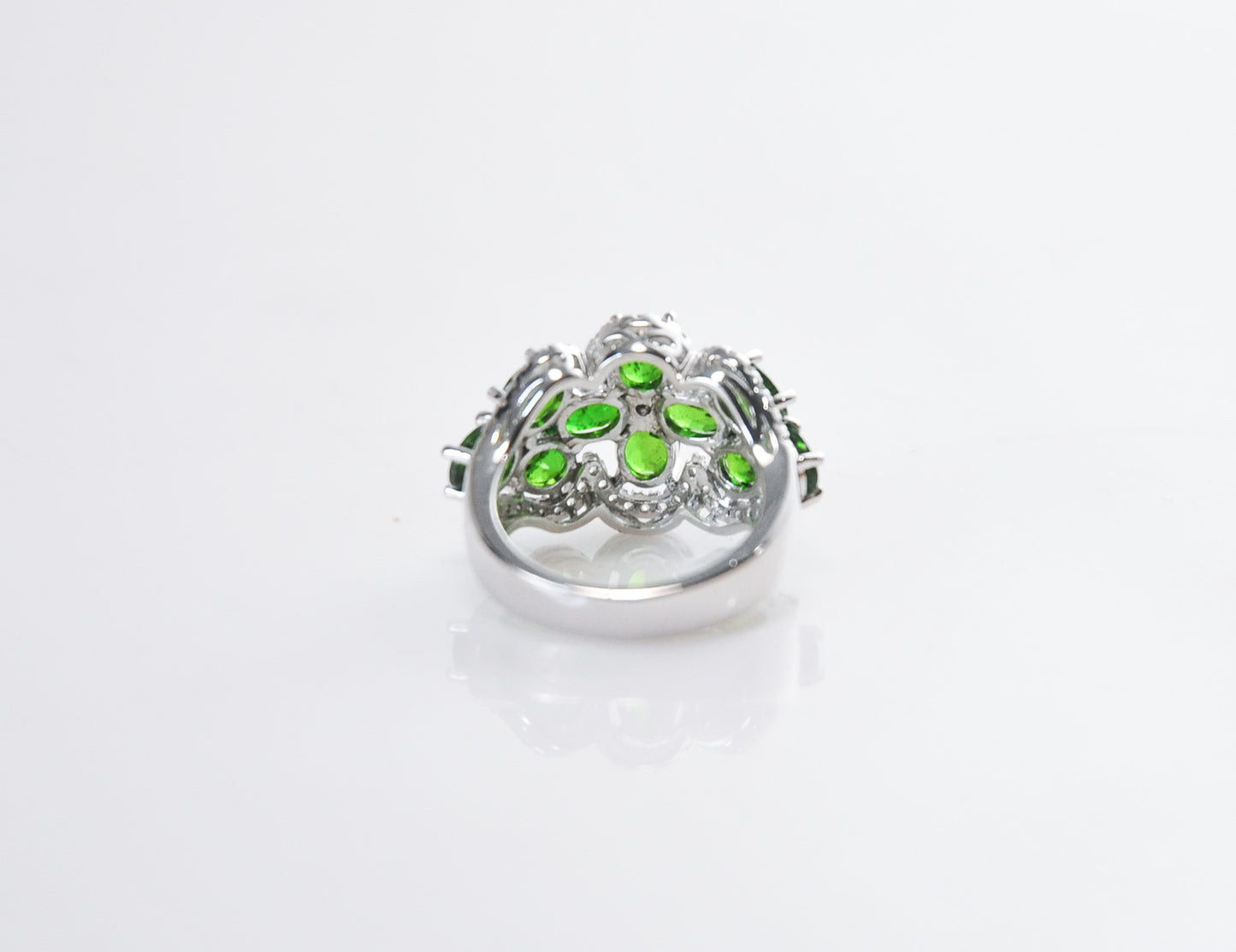 Designer 925 Sterling Silver Chrome Diopside CZ Cocktail Ring Size 5