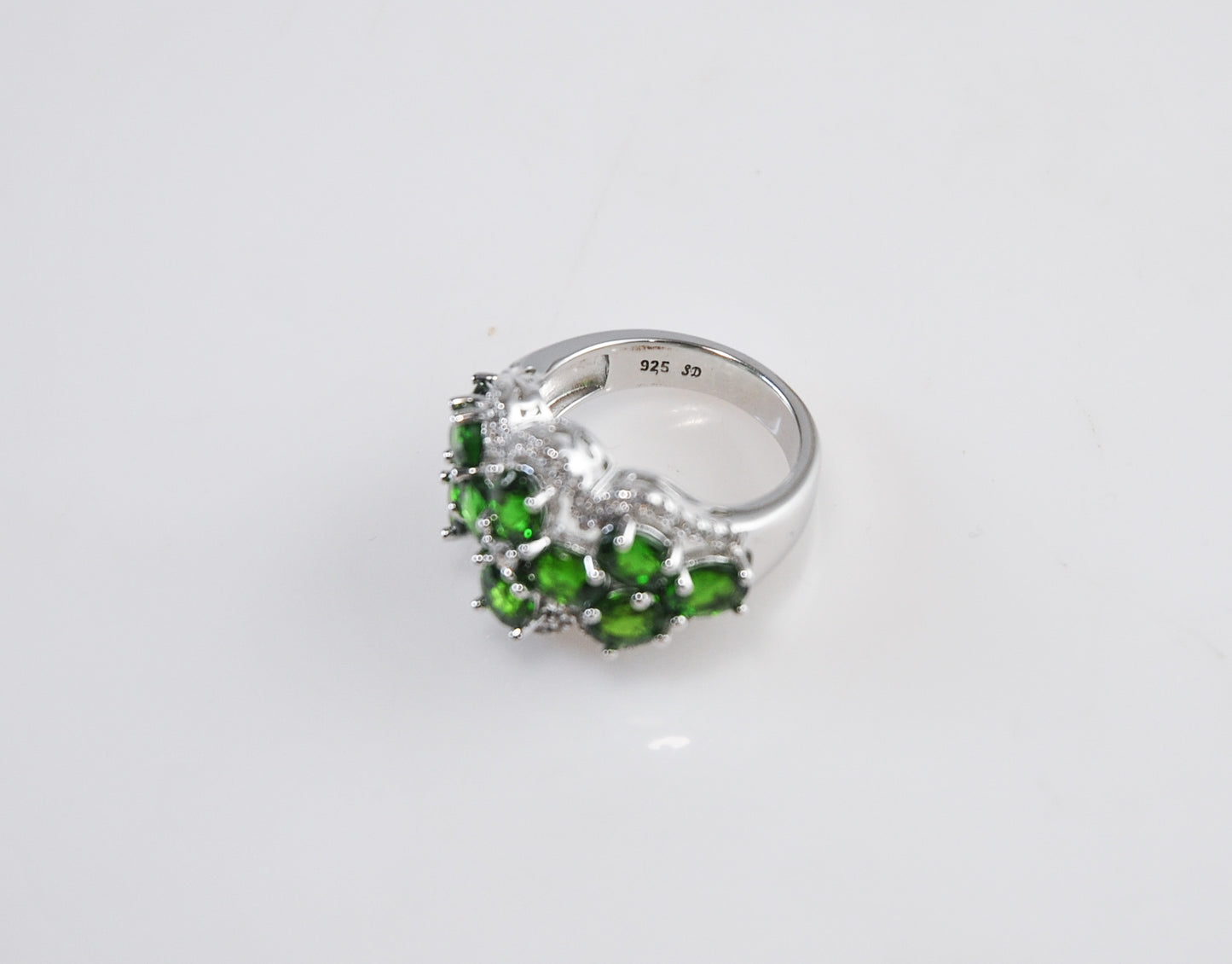 Designer 925 Sterling Silver Chrome Diopside CZ Cocktail Ring Size 5