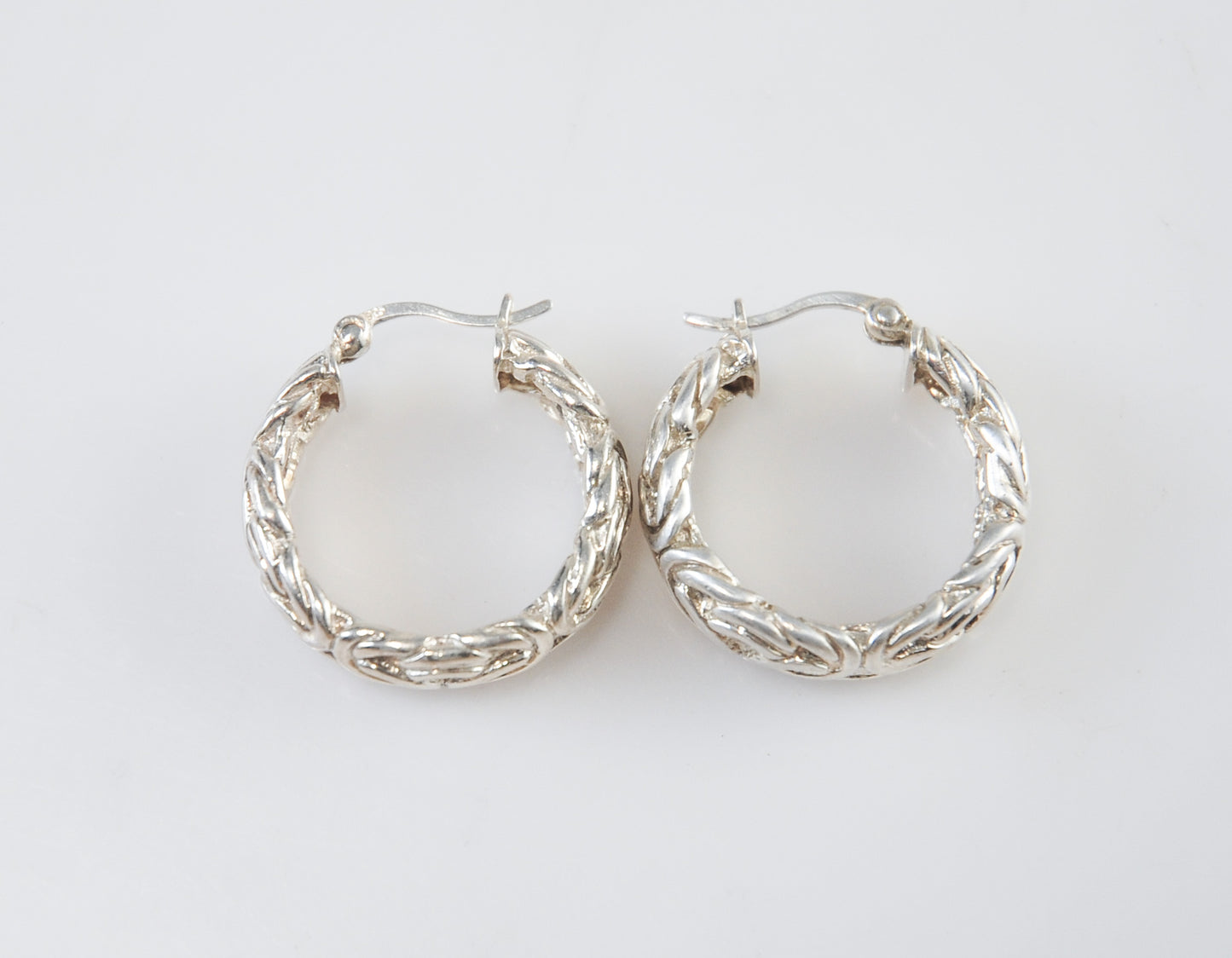 Designer Sterling Silver Byzantine Hoop Earrings