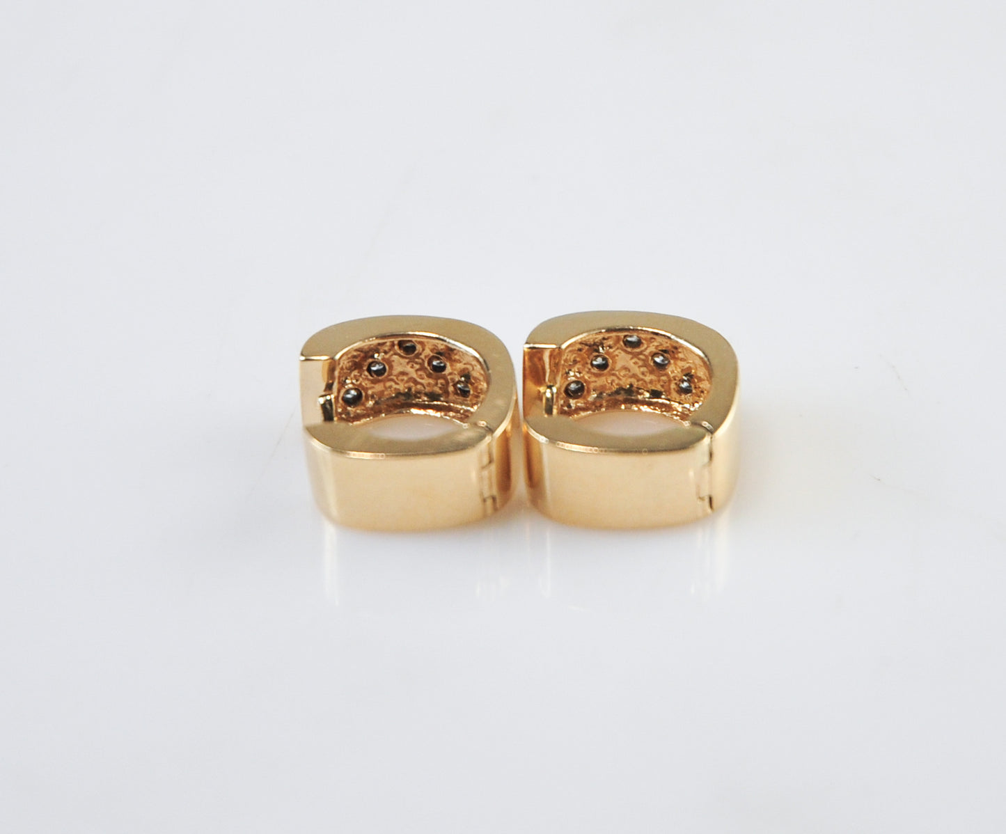 14K Gold Diamond Huggie Hoop Earrings