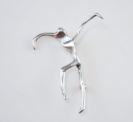 Large Modernist Sterling Silver Dancer Brooch