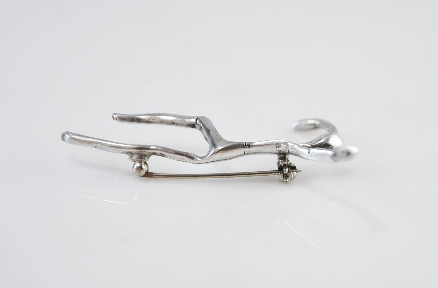 Large Modernist Sterling Silver Dancer Brooch