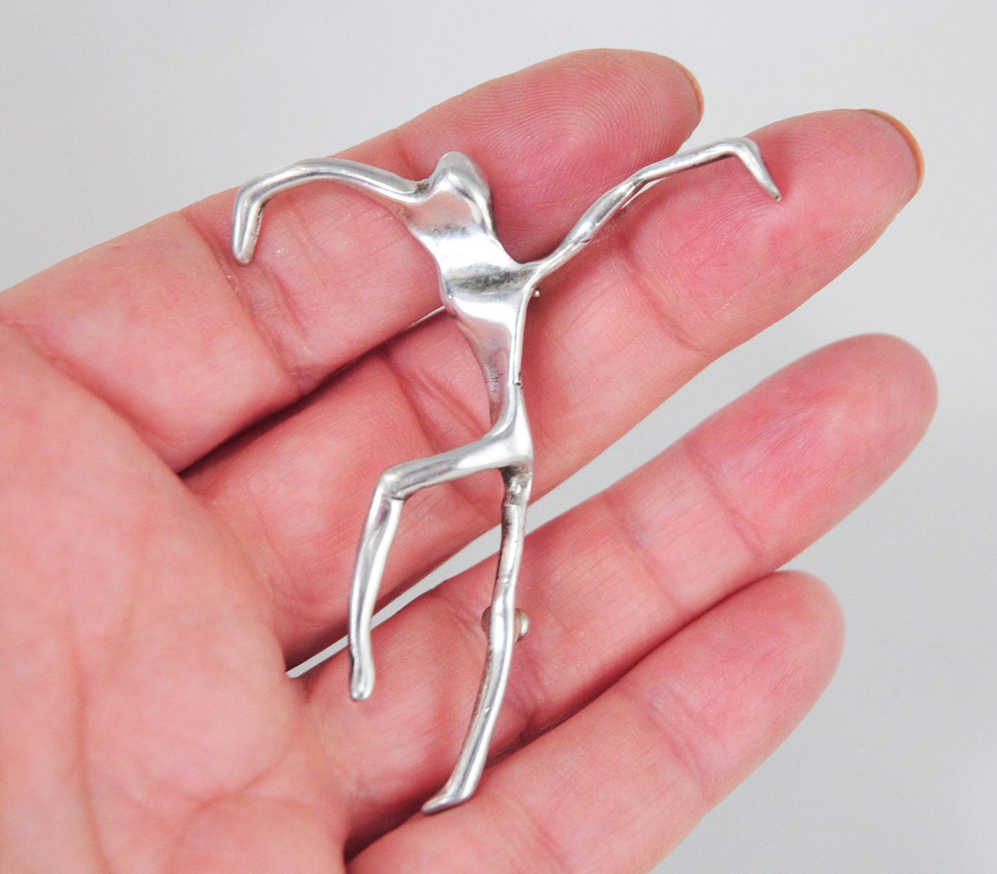 Large Modernist Sterling Silver Dancer Brooch